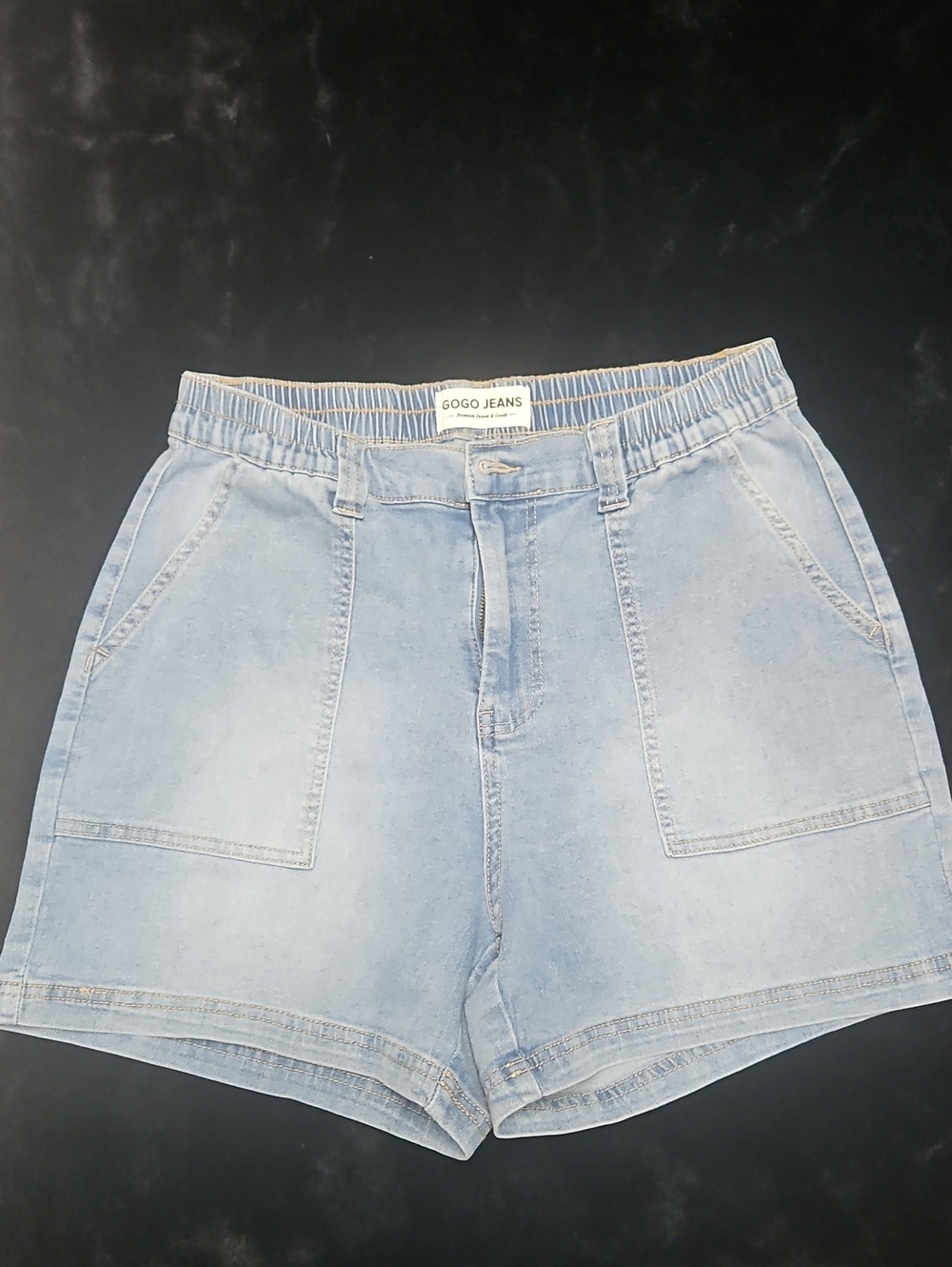 Light Blue Denim Women's Elastic Waist Shorts